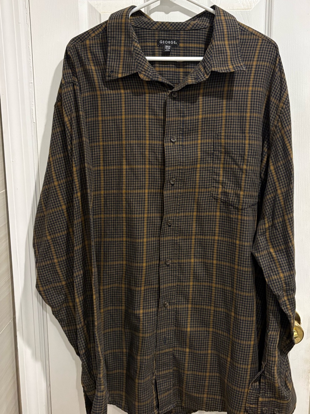 NWOT George navy and brown button down 3XL